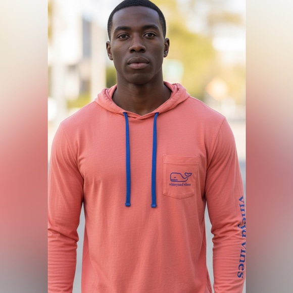 Vineyard Vines Other - Vineyard Vines Coral Whale Pocket Hoodie Long Sleeve Shirt Mens Size XXL